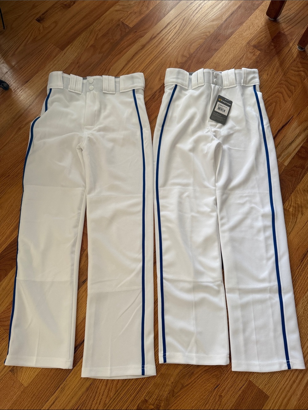 Easton White Baseball Pants with Blue Side Stripe - Kids